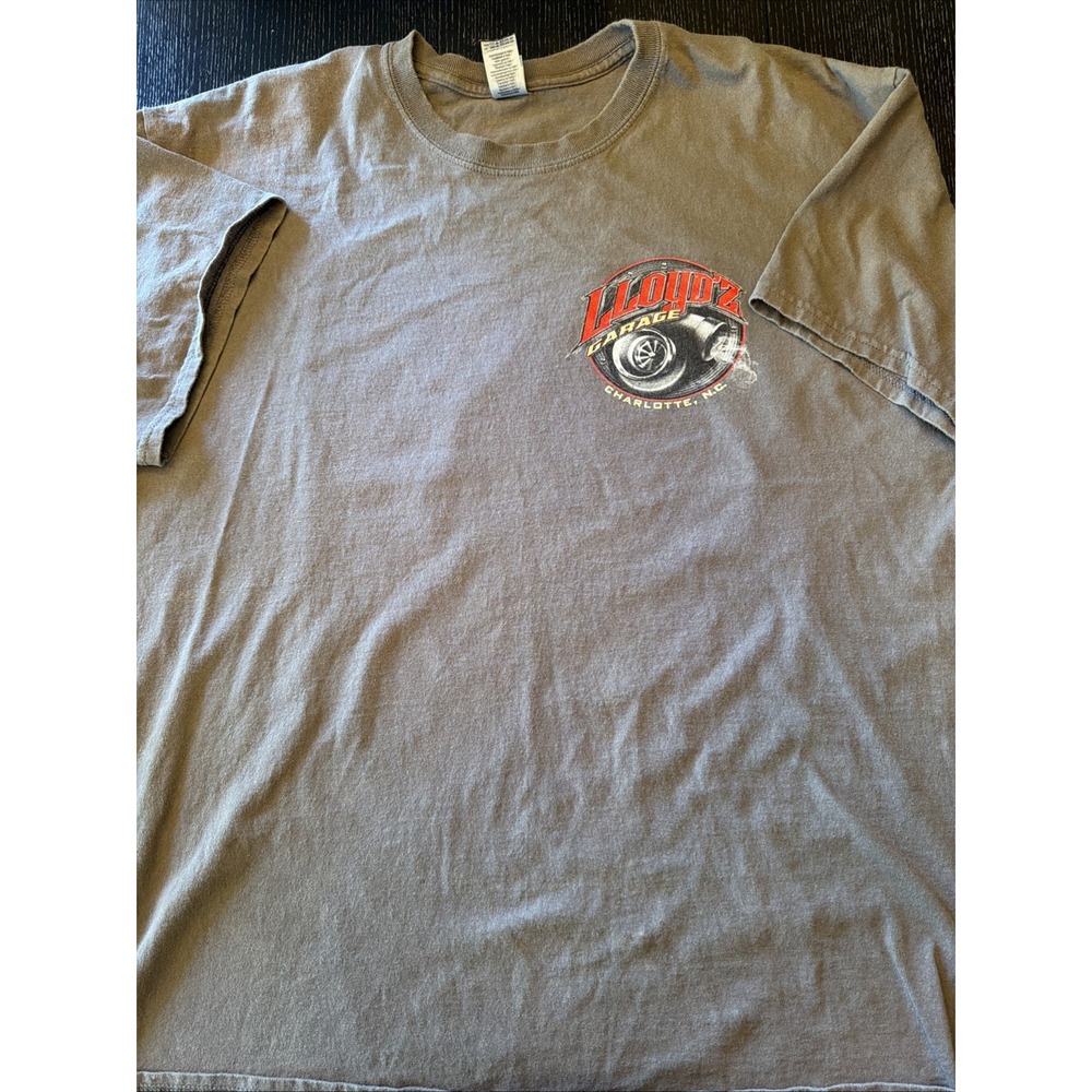 Lloydz Garage Charlotte NC T-Shirt Mens XL Olive Green Turbo Graphic Tee